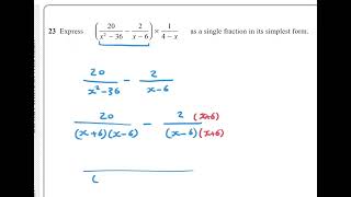 Edexcel algebraic fraction June 22 2HR q23 [upl. by Anwahs]