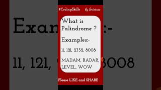 What is Palindrome  Coding Skills [upl. by Ekard]