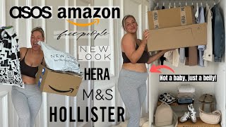 HUGE BELLY FRIENDLY TRY ON HAUL  AUGUST 2024  ASOS AMAZON NEW LOOK FREE PEOPLE MampS HOLLISTER [upl. by Madaras]