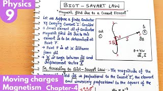 9 Biot Savart Law Magnetic field due to current element Moving chargesmagnetism Class12 Physics [upl. by Morehouse]