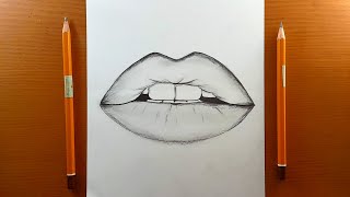 Come disegnare le labbra con la matita poco a poco  How to draw Lips by pencil  Disegni facile [upl. by Cuthburt]