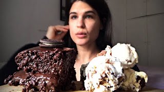 ASMR  CHOCOLATE CAKE amp ICE CREAM  MUKBANG [upl. by Cantu805]