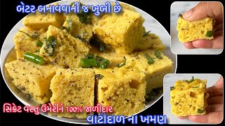 માત્ર 1 કપ ચણાદાળથી 500 ગ્રામથી વધારે હવે બજારથી નહી લાવવા પડે 100 ફરસાણ જેવા જ બનશેVatidal Khaman [upl. by Isteb]