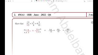 2  4MA1  1HR  June  2022  Q6 [upl. by Cathrine749]