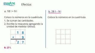 2º U8  23 Sumemos y restemos capacidades de recipientes en litros [upl. by Amehr]