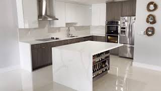 Countertops Calacatta Gold Quartz  Cabinet Customs kitchen design 2021 [upl. by Regor]