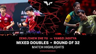 Zeng JianChew Zhe Yu Clarence vs Yangzi LiuAditya Sareen  XD R32  Singapore Smash 2024 [upl. by Asilram230]