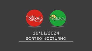 Sorteo Nocturno de Quiniela y Tómbola 19112024 [upl. by Auhel459]