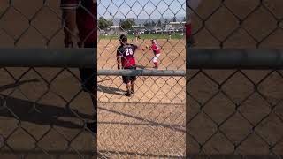 1st game of Fall Ball Mustang Div Ethan got hit by pitch then steals 2nd 3rd and home to score [upl. by Ylrak]