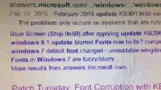 Windows Update Fonts Problem KB 3013455 [upl. by Prissie]