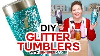 Glitter Tumbler Tutorial  Epoxy  Loctite Method  Full Process Start to Finish [upl. by Hgalehs]