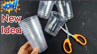 Waste Plastic glass craft ideas  Cardboard Craft  DIY  creative simple ideas [upl. by Aibar]