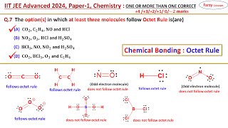 𝐐𝟕 The options in which at least three molecules follow Octet Rule isareA CO2 C2H4 NO and [upl. by Eyahc168]