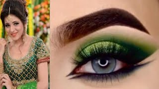 Green eyes makeupdouble wing liner golden green eyes makeup tutorial 💄🎶 [upl. by Inaja]