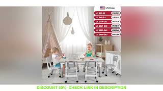 AOOU Kids Table and 6 Chairs Set Height Adjustable Graffiti Table Preschool Activity Art Craft Tab [upl. by Getter]