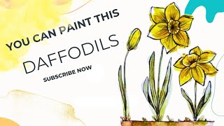 Watercolour Daffodils flower painting toturial  tips for easy drawing and painting [upl. by Eira]