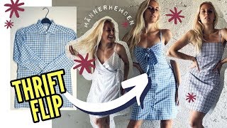 3 Kleider aus Herrenhemden nähen  3 Methoden Reformation Cami Dress THRIFT FLIP [upl. by Newbill]