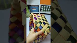 HOW TO WEAVE COLORFUL BASKET WITH PE RATTAN diy rattan handmade [upl. by Ymassej352]