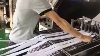 Lanyardribbon elastic band heat sublimation printing machine HJ 6800 [upl. by Lerim]