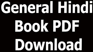 General Hindi Book PDF Download [upl. by Airyt775]