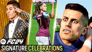 EA Sports FC 24  ALL SIGNATURE CELEBRATIONS ft Rashford Lehmann Messi Mbappe etc [upl. by Eirahcaz]