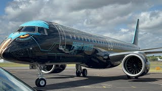 Embraer E195E2 Flying Display at Farnborough Airshow 2024  Day1  22072024 incl vertical takeoff [upl. by Piegari486]