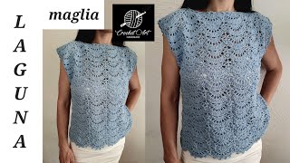 TUTORIAL UNCINETTO FACILE MAGLIA  CANOTTA LAGUNA [upl. by Tullusus]