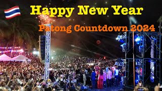 Happy New Year Patong phuket Countdown 2024 คนแน่นเต็มหน้าหาดป่าตอง [upl. by Chenee210]