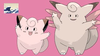 Clefairy Evolution Line Drawing Timelapse  Pokémon [upl. by Amalburga6]