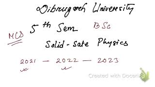 MCQ PYQ solid state physics FOR BSc 5th SEM Dibrugarh University [upl. by Swithin]