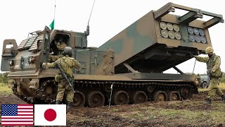 US Marines Powerful missile systems M270 MLRS and M142 HIMARS on exercises in Japan [upl. by Llevad]