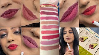 NEW Mamaearth Moisture Matte Longstay Lipstick  All Shades Swatches  Review  Demo [upl. by Nostrebor794]