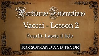 Vaccai KARAOKE FOR SOPRANO AND TENOR Lesson 2  Fourth Lascia il lido  Key G [upl. by Ahsinaj]