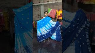 550shipping 6203895264 linen cotton tie dye indigo print saree tiedye linencotton shortvideo [upl. by Wrennie]