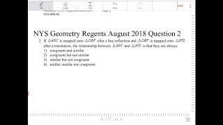 NYS Geometry Regents August 2018 Question 2 [upl. by Oicam170]