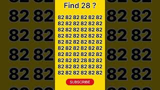 Findquot28quot😍opticalillusion braintest iqtest youtube youtubeshorts shorts shortsfeed iq [upl. by Eenwat167]