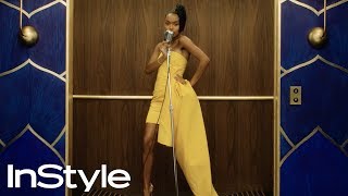 Yara Shahidi  2020 Golden Globes Elevator  InStyle  shorts [upl. by Arri]