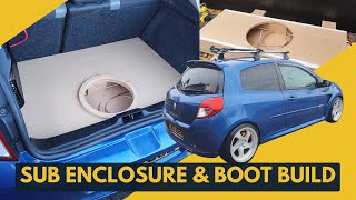 Subwoofer Box amp False Floor Boot Build  Renault Clio MK3 [upl. by Nirmak117]