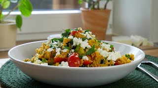 Couscous Salat mit Gemüse amp Feta Rezept  Couscous Salad with Veggies amp Feta  ENG SUBS [upl. by Andrew]