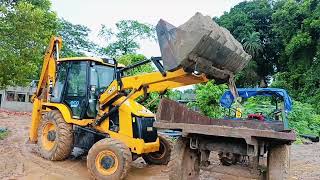 JCB 3dx Loading Mud in Trolley with Sonalika RX 47 Tractor1080PHD farmerlife [upl. by Oona]