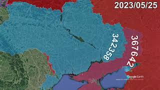 Russian Invasion of Ukraine Every Day to November 1st 2024 using Google Earth [upl. by Shawnee]