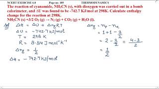 The reaction of cyanamide NH2CN s with dioxygen was carried out in a bomb calorimeter and [upl. by Dibb]