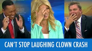 News Anchors Cant Stop Laughing At Clown Report [upl. by Leland373]