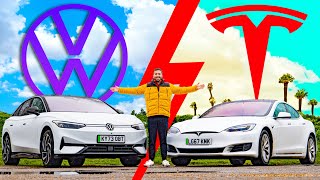 NEW VW ID7 vs My TESLA Model S Range Power Practicality Comparison [upl. by Sunil]