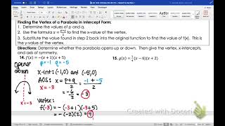 A2 7C Quadratic Intercept Form [upl. by Corenda]