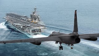 Gigantic US Spy Plane Lands on a US Aircraft Carrier [upl. by Arul]