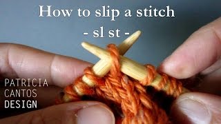 Knitting How to slip a stitch  sl st  Knitting lessons for beginners [upl. by Backer]