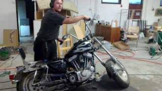 Harley XLHF Fatster 1st startup  without exhaust pipes D [upl. by Adley]