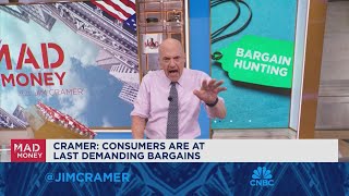 Consumers are demanding bargains says Jim Cramer [upl. by Nnaid113]