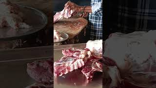 Giant Goat LegThe Most Extravagant meat ExperienceGoatmutton pieces cutting shots bakrekameat [upl. by Joon28]